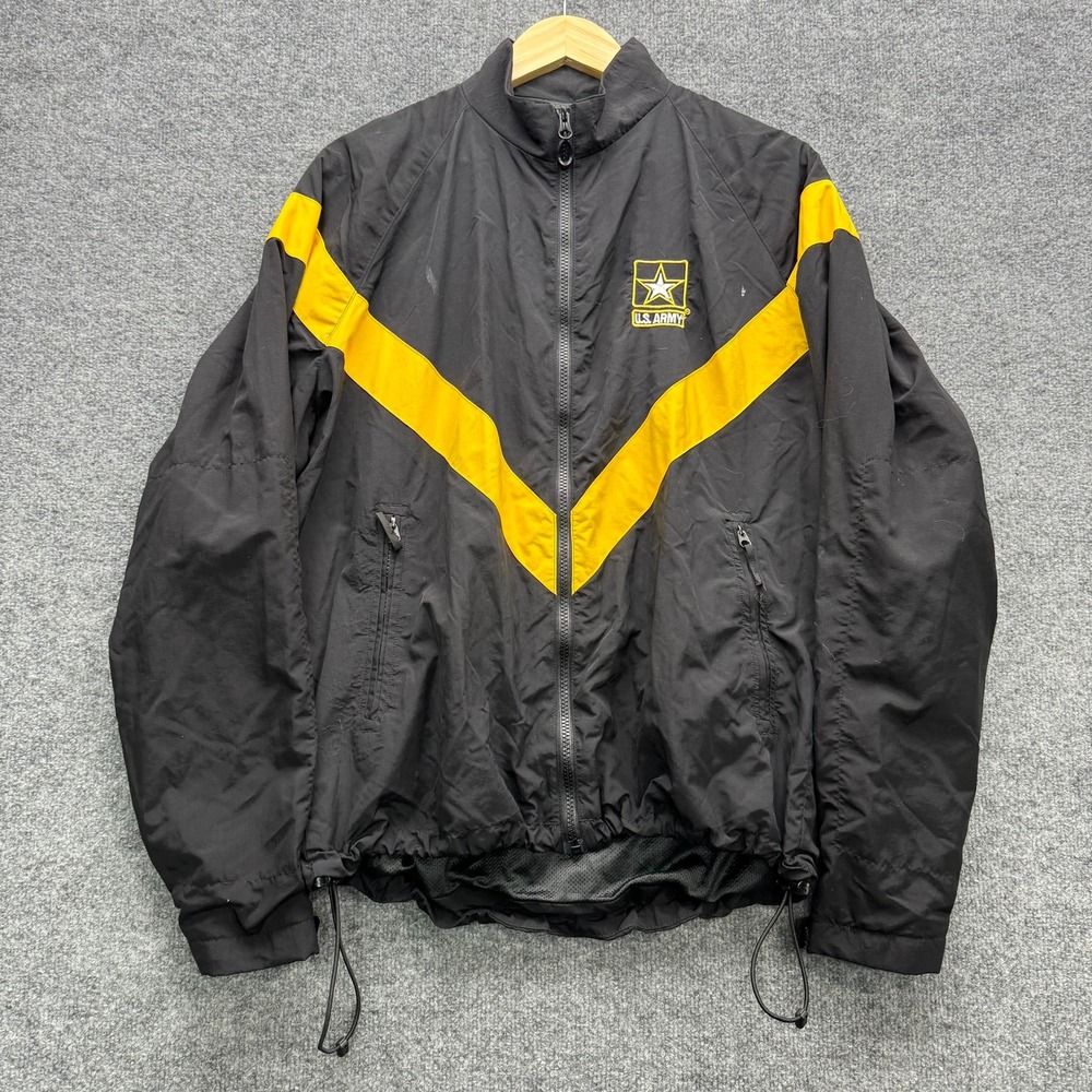 US Army APFU Jacket Women's Medium Regular Black Yellow Physical Fitness Uniform